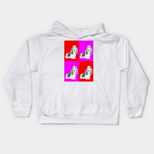 Basset Hound Puppy in Pink and Red Kids Hoodie